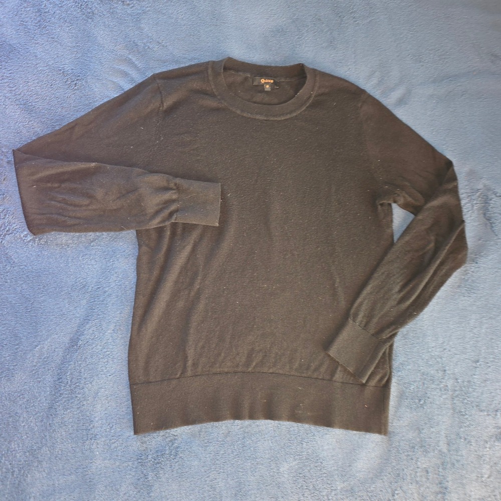 Quince Black Organic Cotton Cashmere Crewneck Sweater  Small
